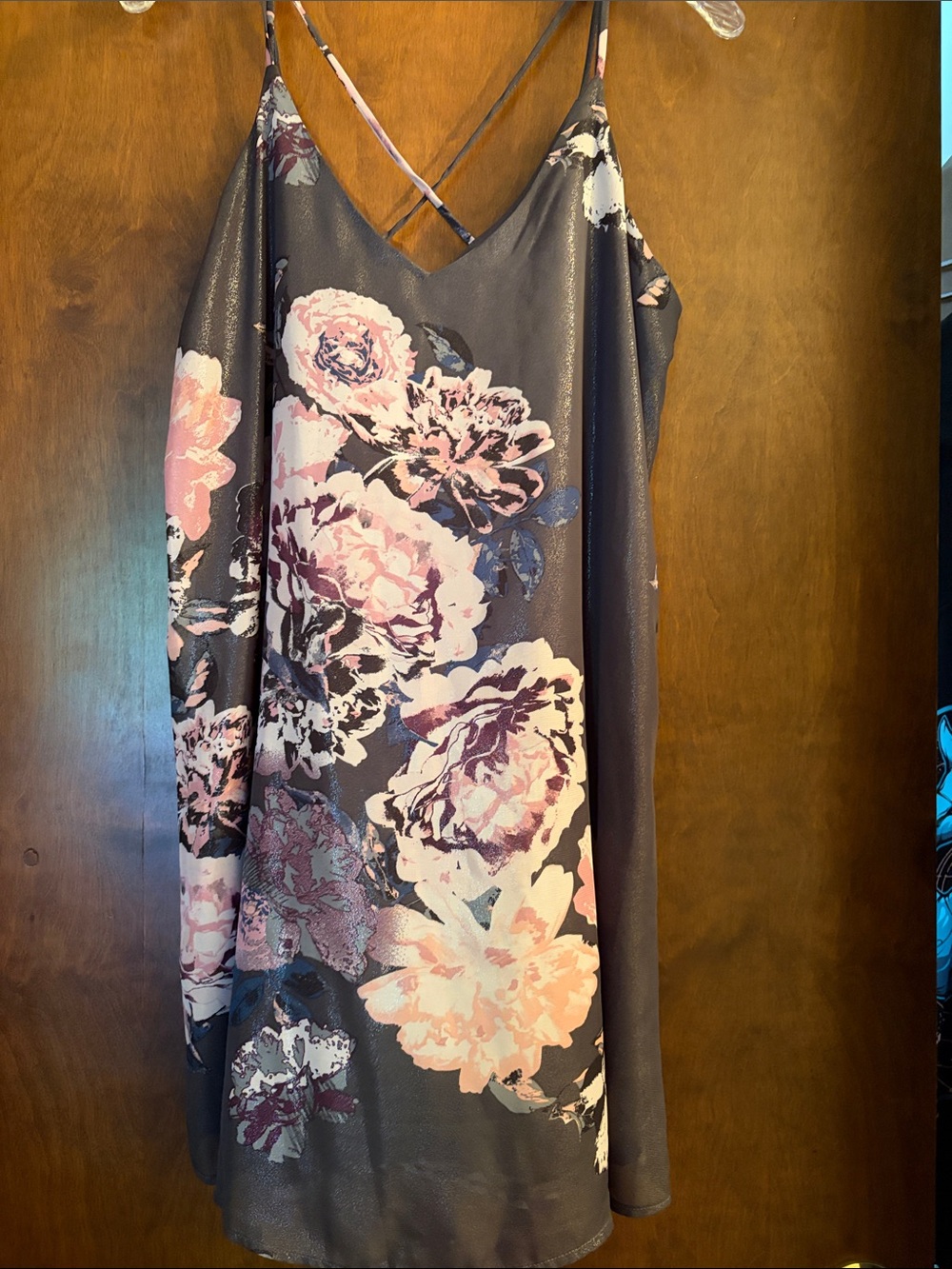 Shimmery gray floral dress